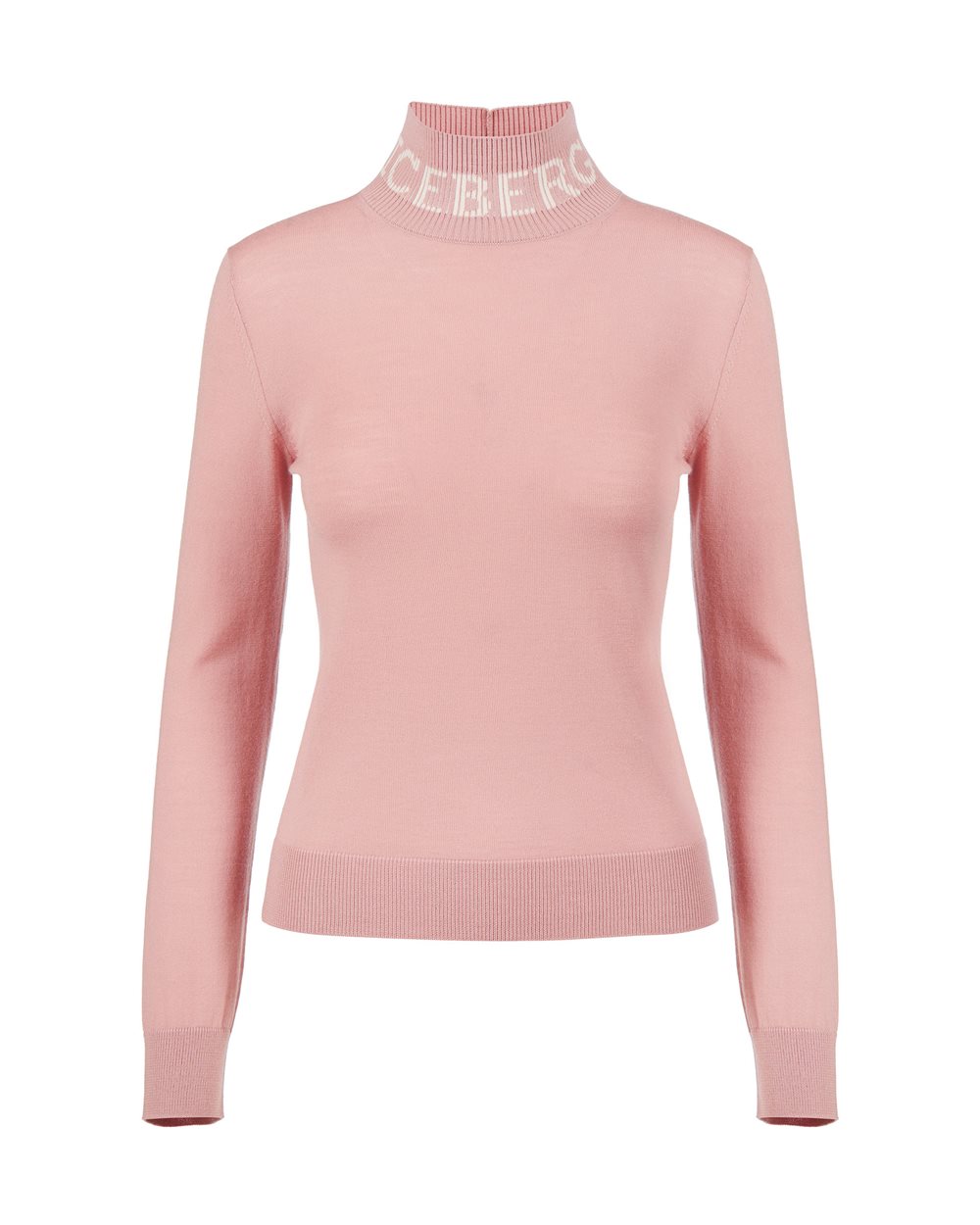 Wool polo neck jumper with logo - WOMAN | Iceberg - Official Website