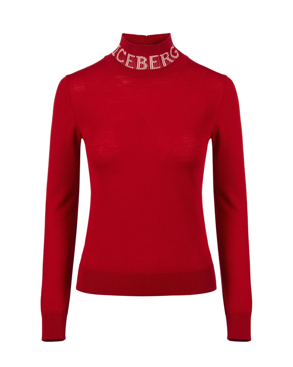 Wool polo neck jumper with logo - Clothing | Iceberg - Official Website