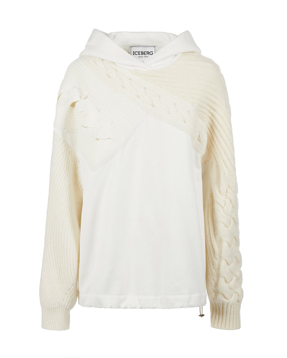 Sweatshirt with hood and wool details - Fashion Show Woman | Iceberg - Official Website