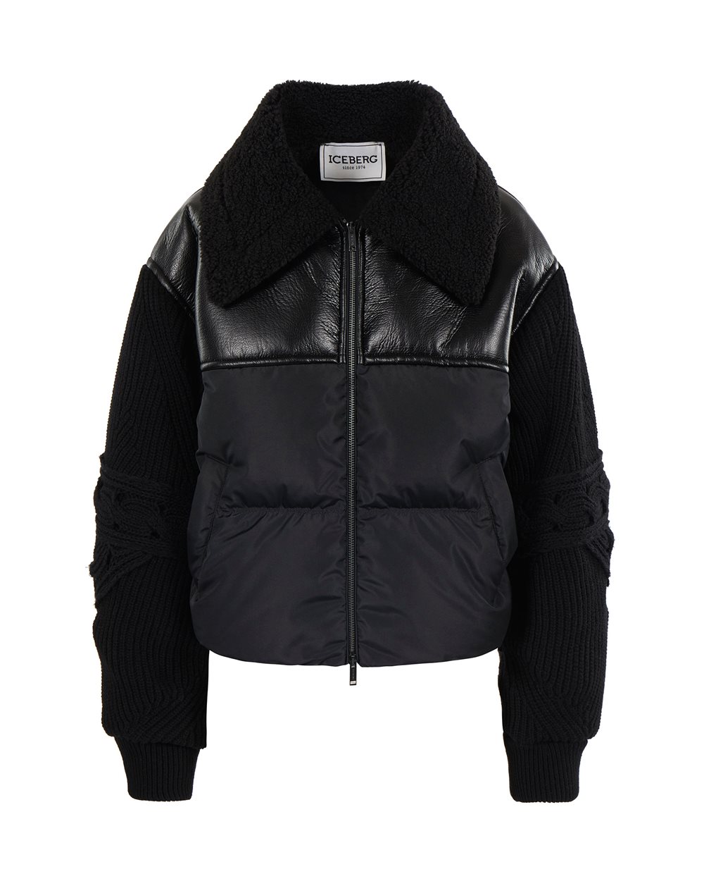 Padded down jacket in different fabrics - Outerwear | Iceberg - Official Website