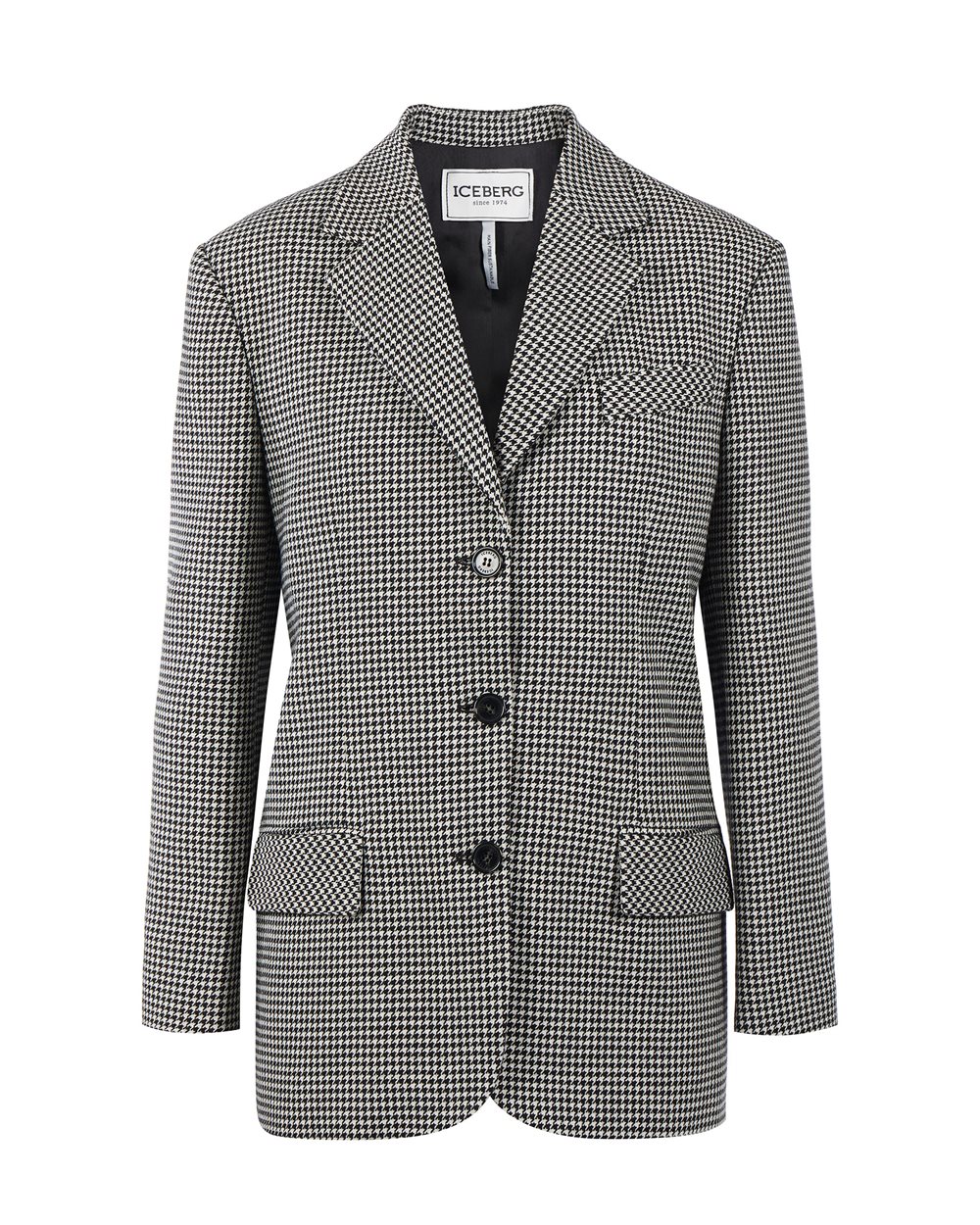 Single-breasted jacket with pied de poule pattern - Woman | Iceberg - Official Website