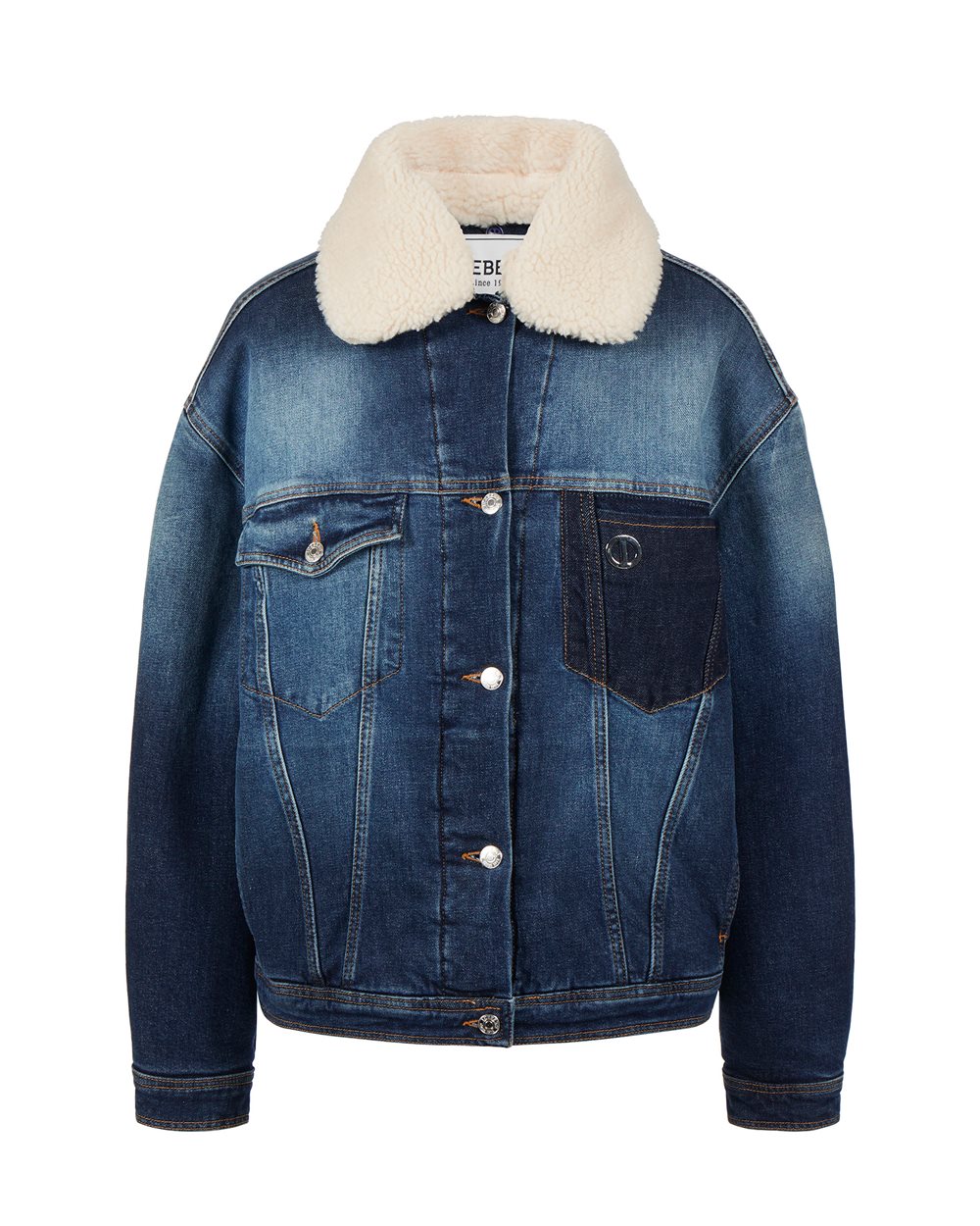 Denim jacket with eco-fur collar - Woman | Iceberg - Official Website