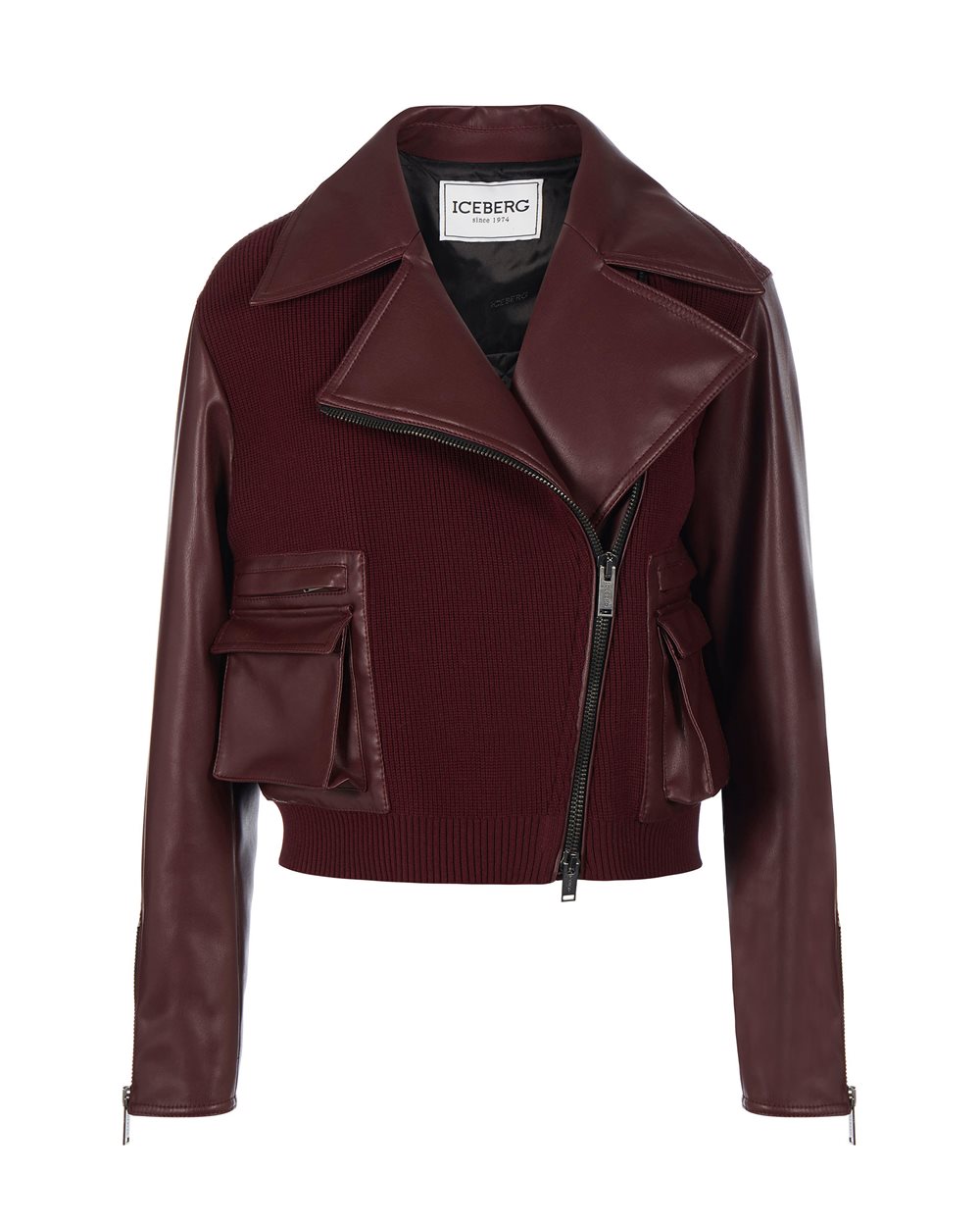 Biker jacket in wool and eco-leather - Fashion Show Woman | Iceberg - Official Website