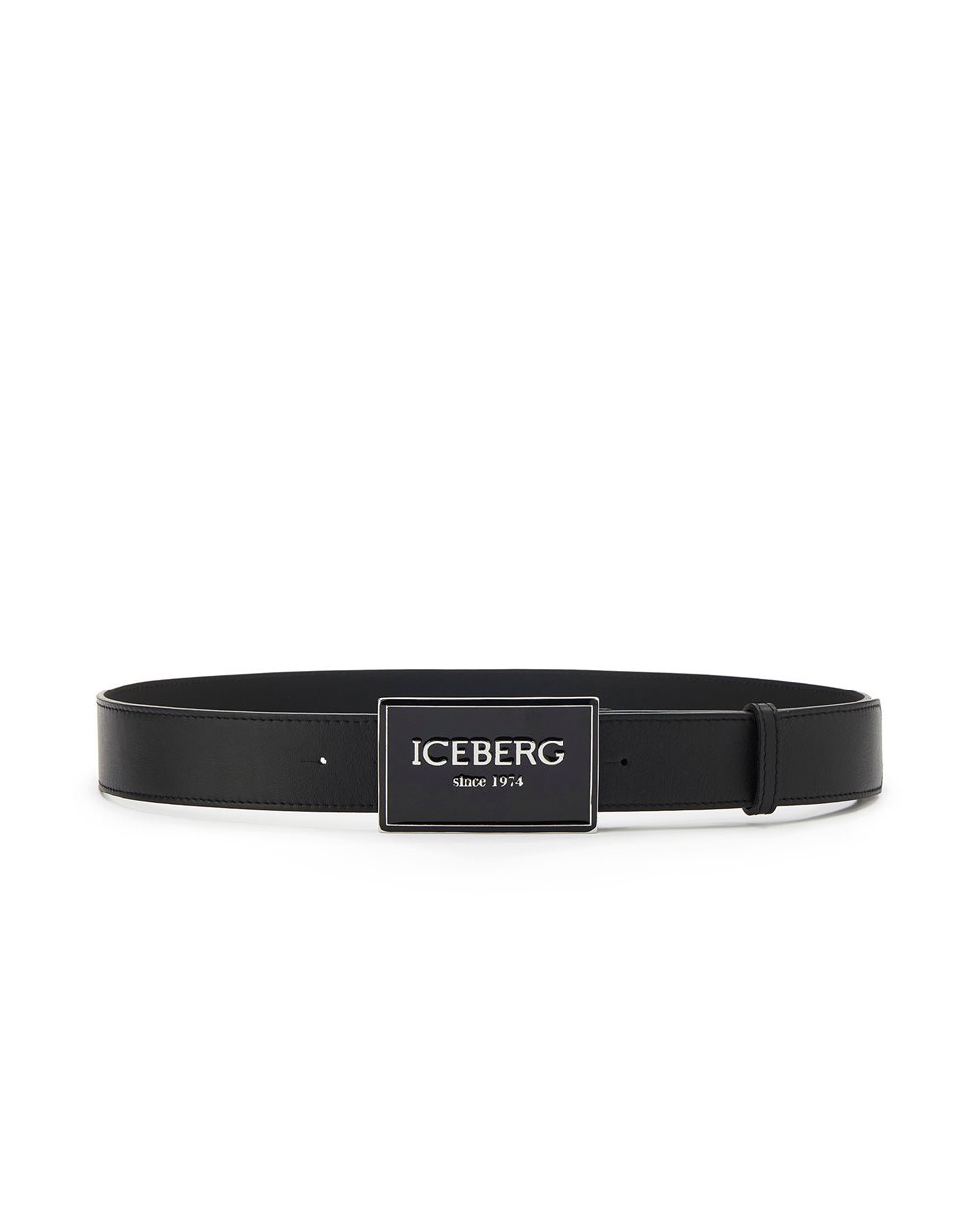 Leather belt with logoed buckle - Man | Iceberg - Official Website