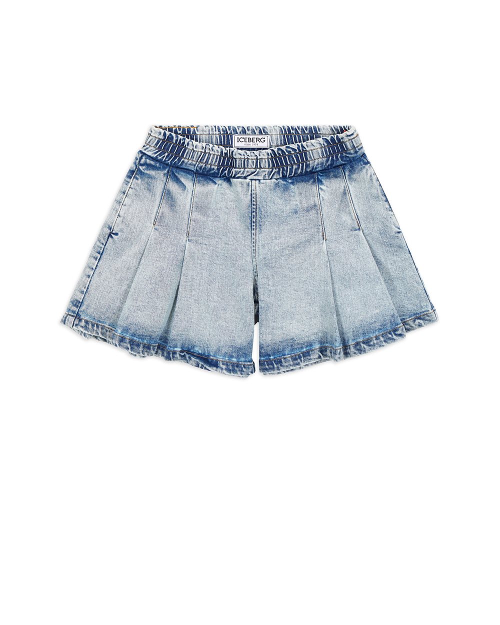 Pleated denim shorts - Girl | Iceberg - Official Website