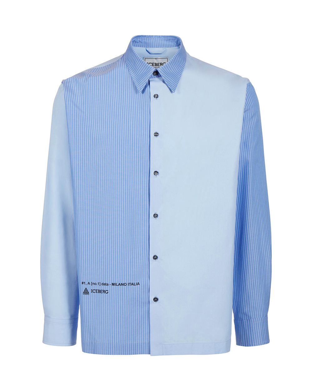 Camicia celeste con logo - Uomo | Iceberg - Official Website