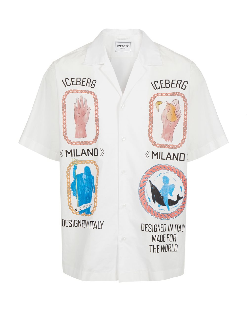 Shirt with logo and Rome prints - shirts | Iceberg - Official Website