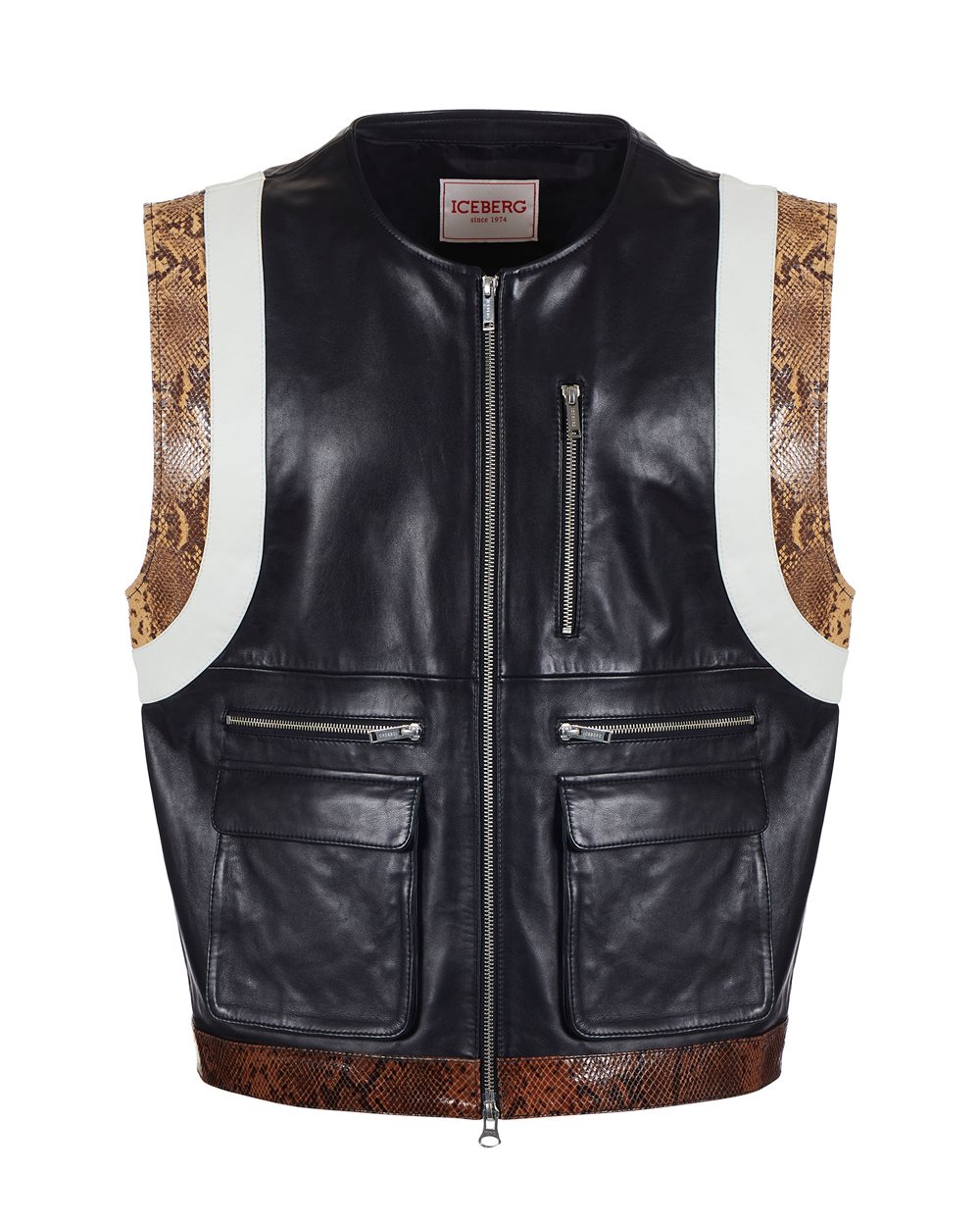 Eco-leather vest with logo - Outerwear | Iceberg - Official Website