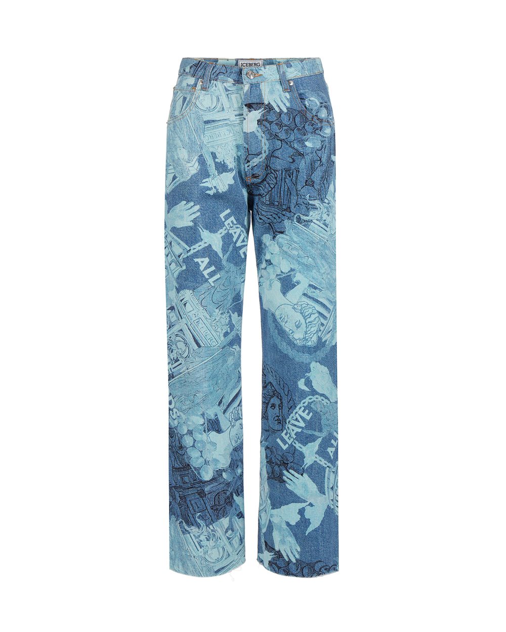 5 pocket jeans with Roma print - Trousers | Iceberg - Official Website