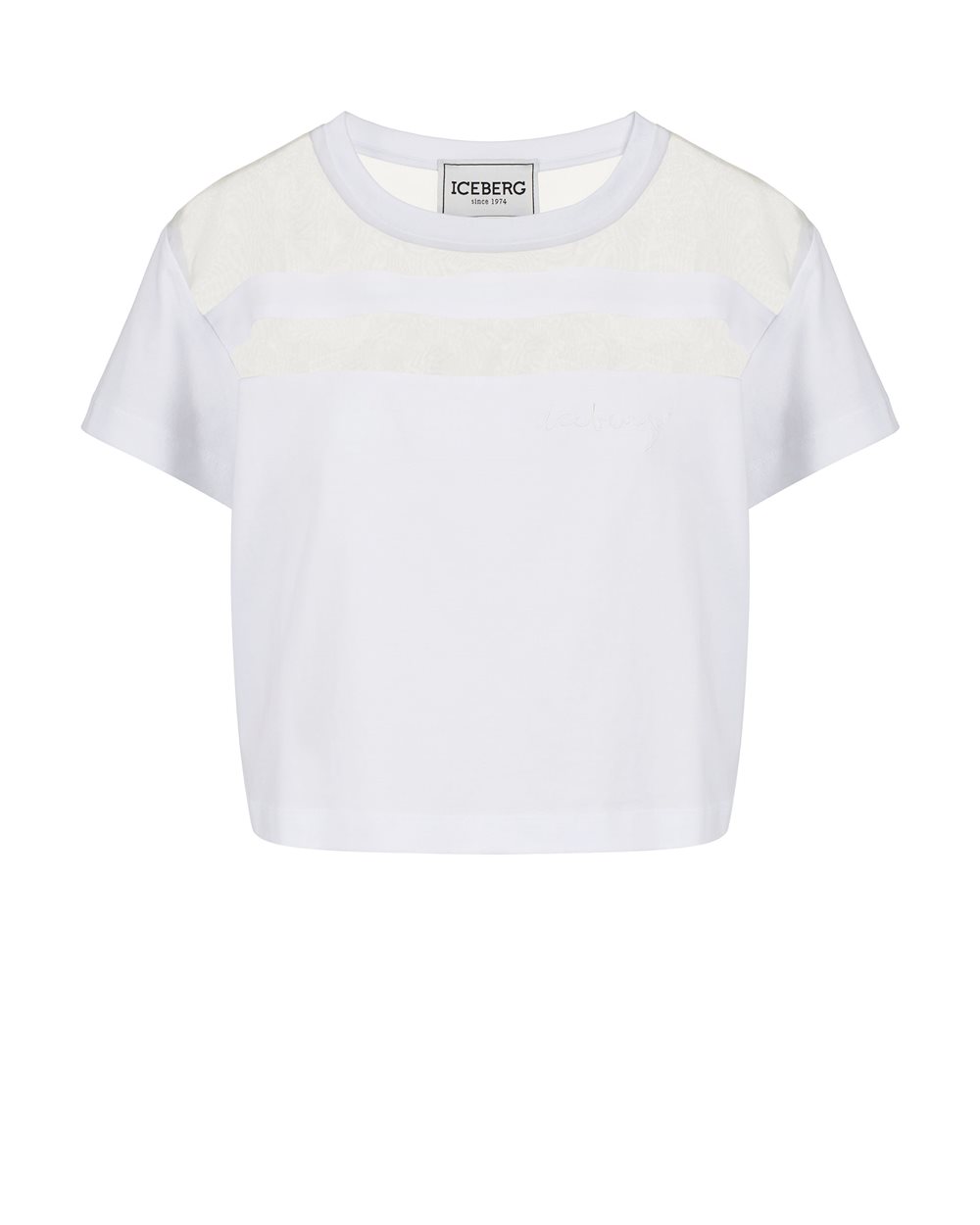 T-shirt in cotone e organza - T-shirts & tops | Iceberg - Official Website