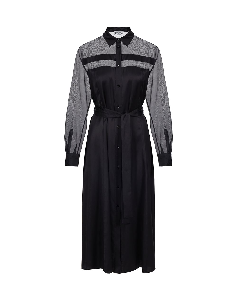 Shirt dress in satin and organza - Dresses & Skirts | Iceberg - Official Website