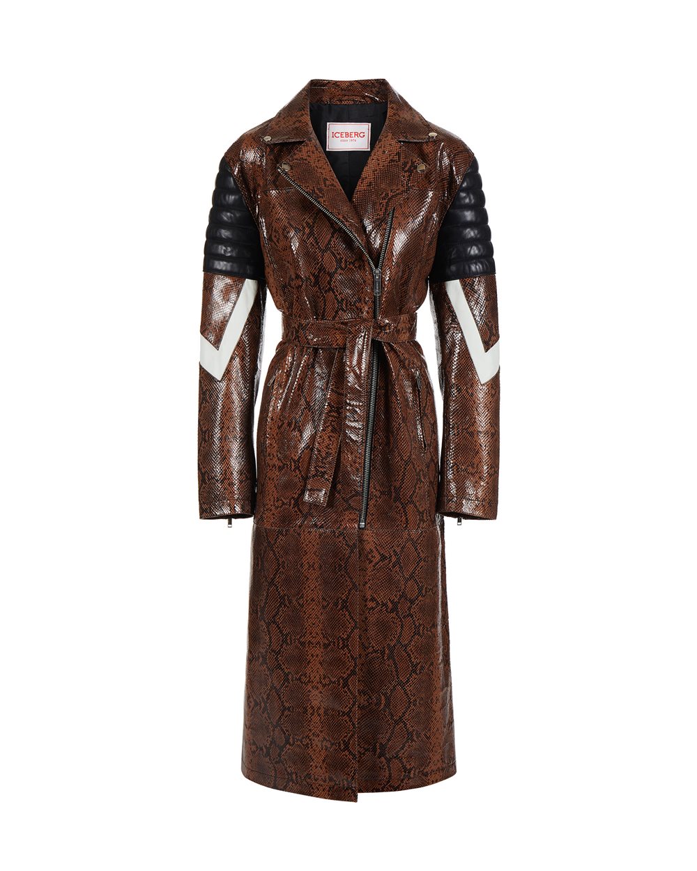 Snake print eco-leather trench coat - Outerwear | Iceberg - Official Website