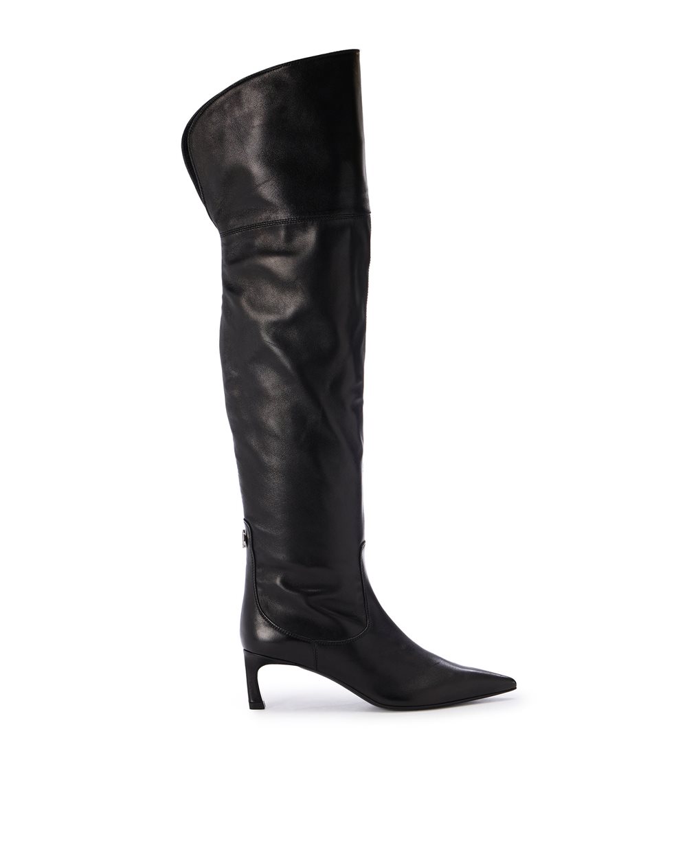 Black leather thigh-high boots - carosello HP woman accessories | Iceberg - Official Website