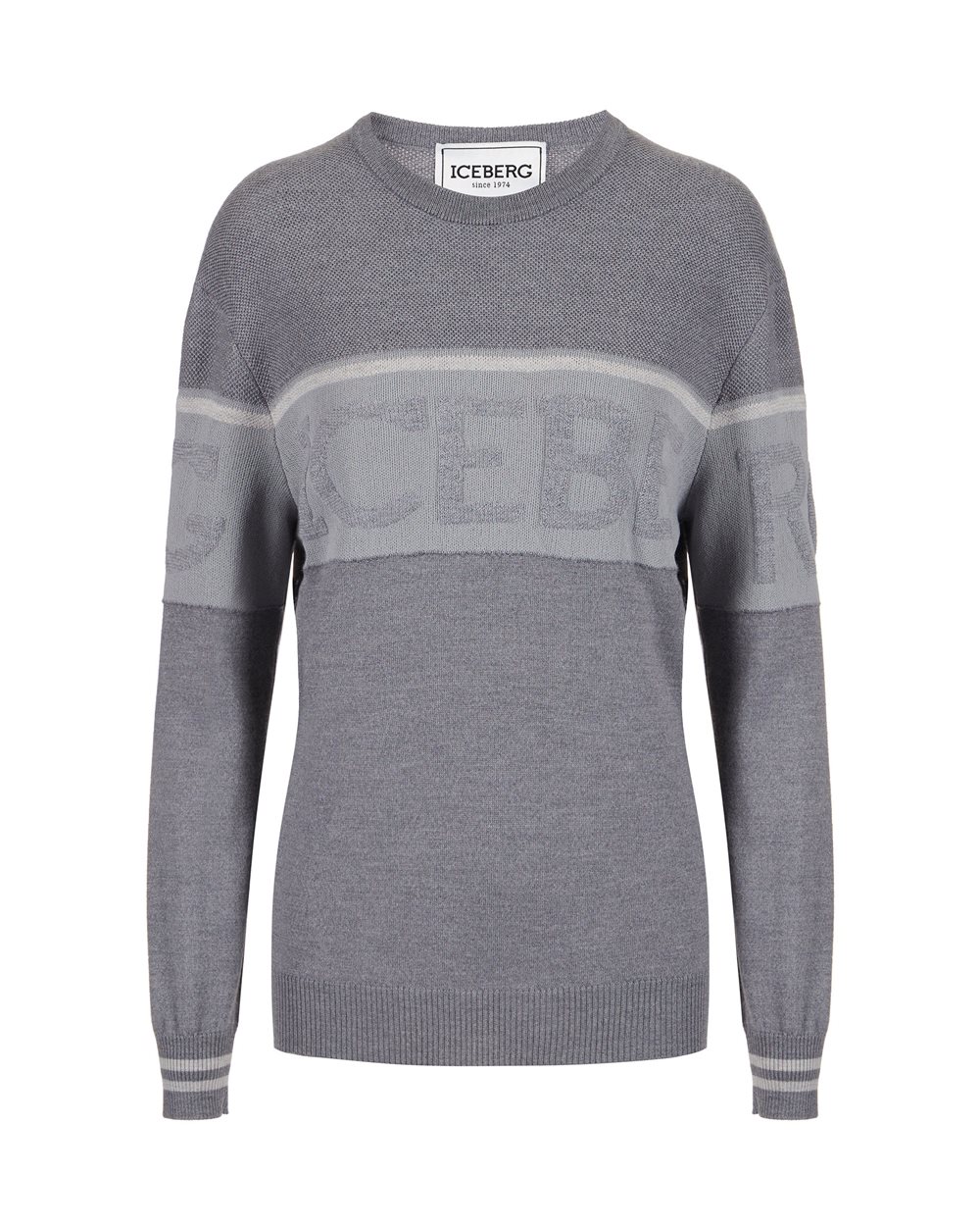 Crew-neck sweater in merino wool - carosello preview donna | Iceberg - Official Website
