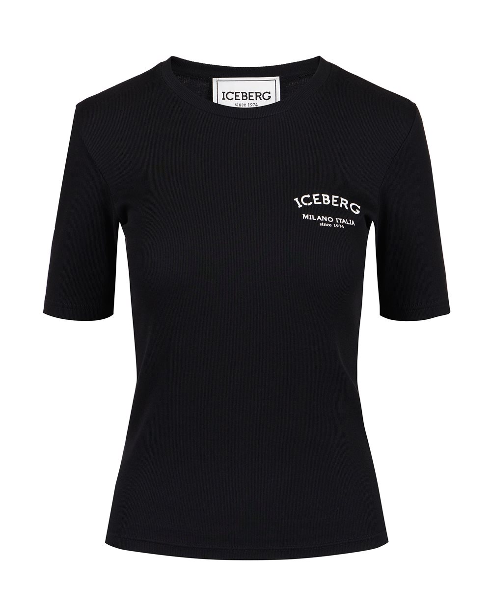 Short sleeve T-shirt in cotton rib - carosello preview donna | Iceberg - Official Website
