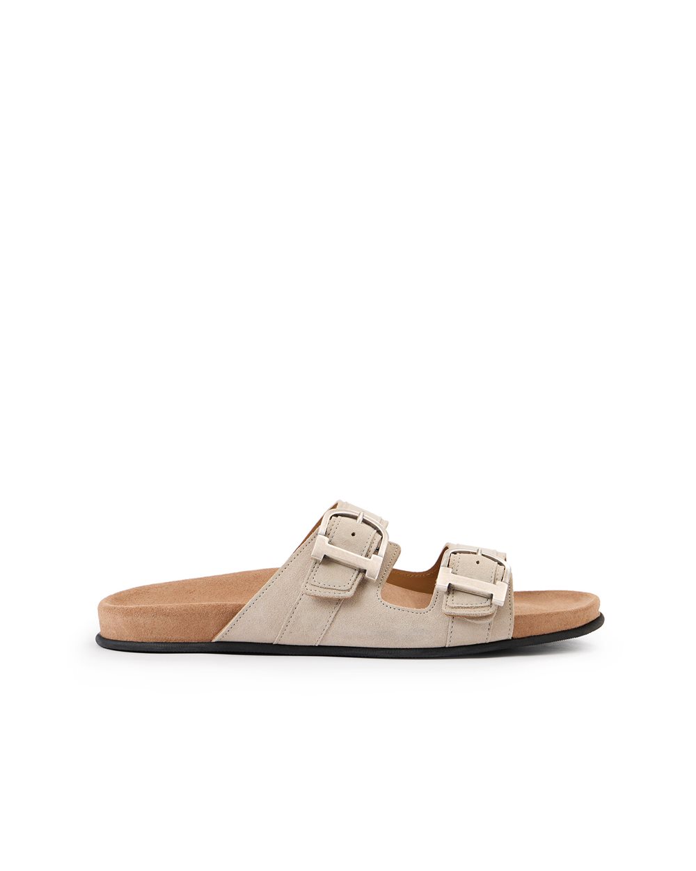 Low-top slipper in optical white with double straps and buckles | Iceberg - Official Website