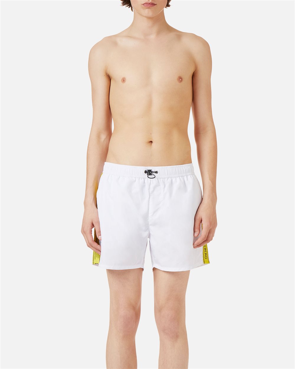 Optical white swim trunks with contrasting drawstring - PER FARE LE REGOLE | Iceberg - Official Website