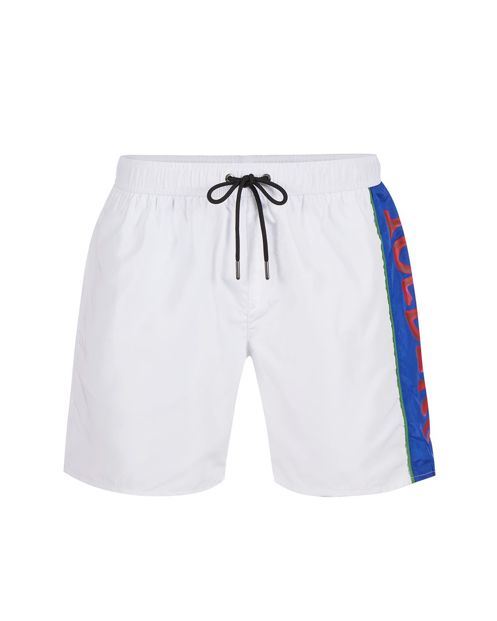 Optical white swim trunks with drawstring and contrasting band on the left side - Uomo | Iceberg - Official Website