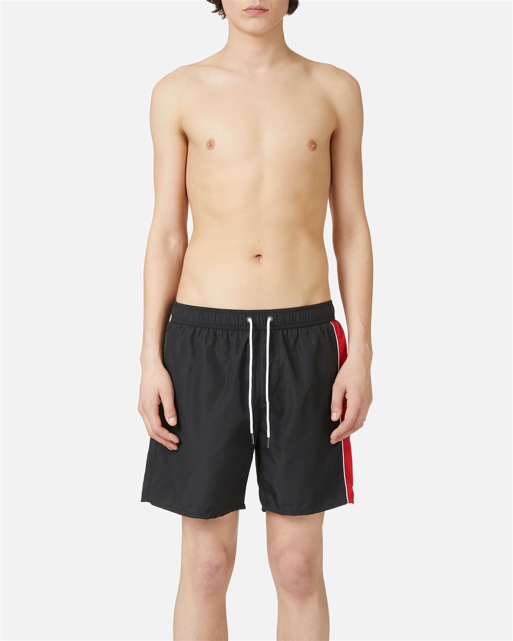 Black swim trunks with drawstring and contrasting band on the left side - per abilitare | Iceberg - Official Website