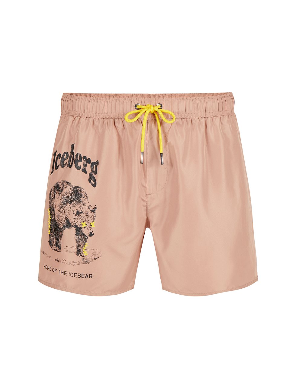 Powder pink swim trunks with tone-on-tone rubber prints and contrasting drawstring - PER FARE LE REGOLE | Iceberg - Official Website