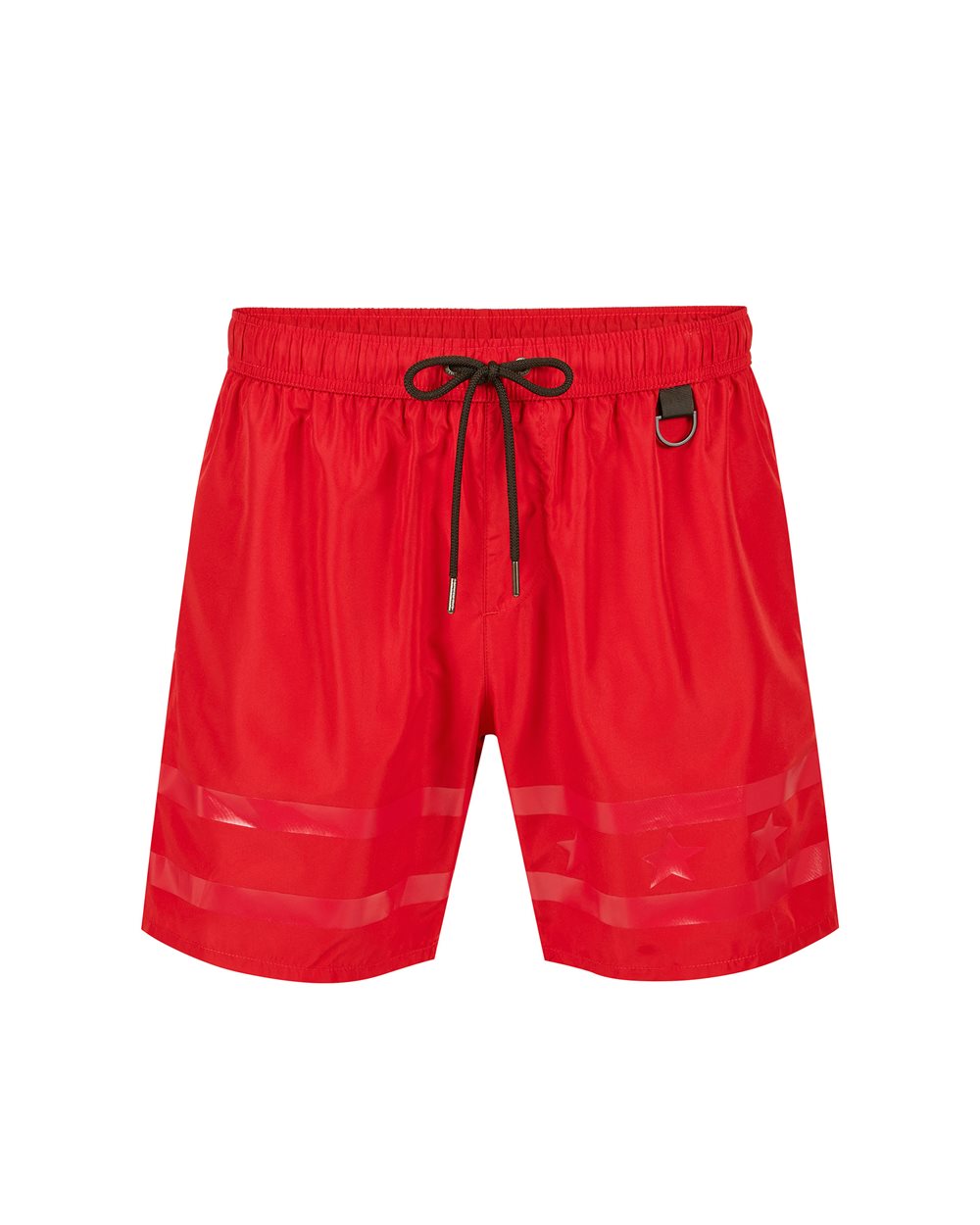 Red swim trunks with rubberized tone-on-tone prints and contrasting drawstring - Beachwear | Iceberg - Official Website