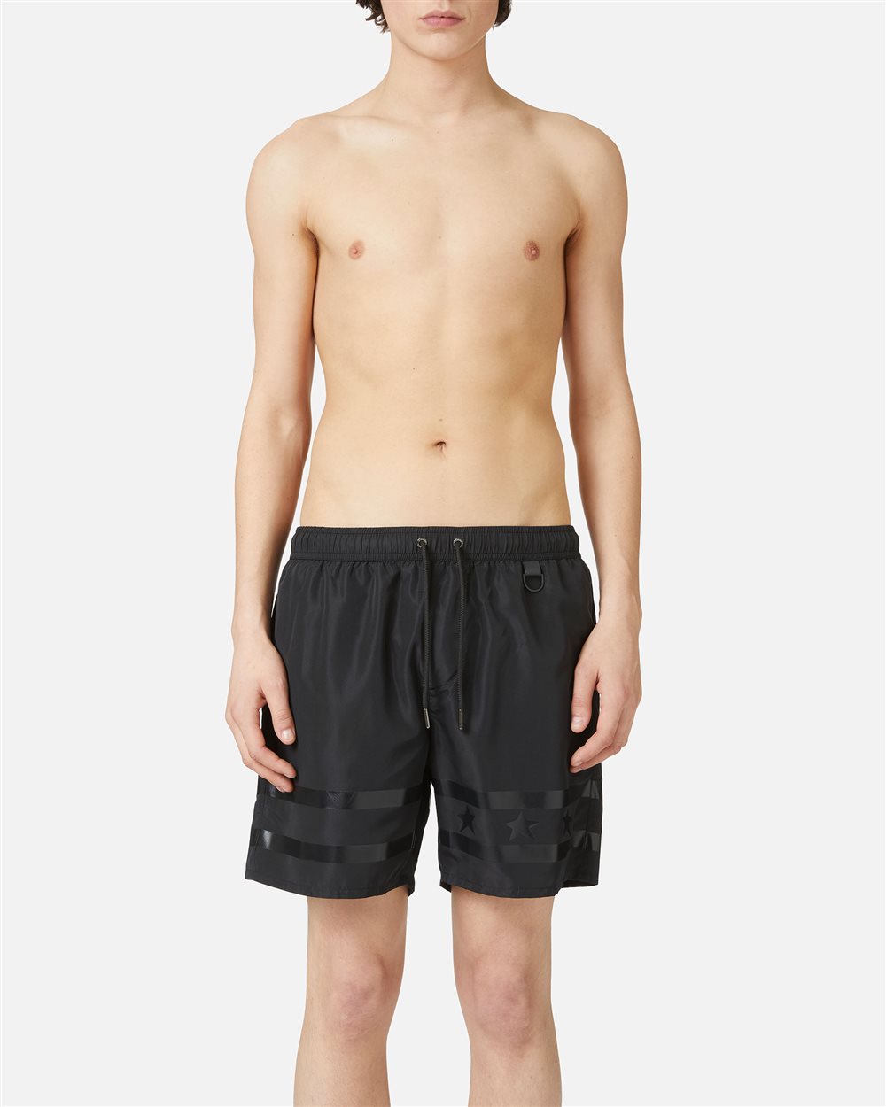Black swim trunks with tone-on-tone rubber prints and drawstring - Uomo | Iceberg - Official Website