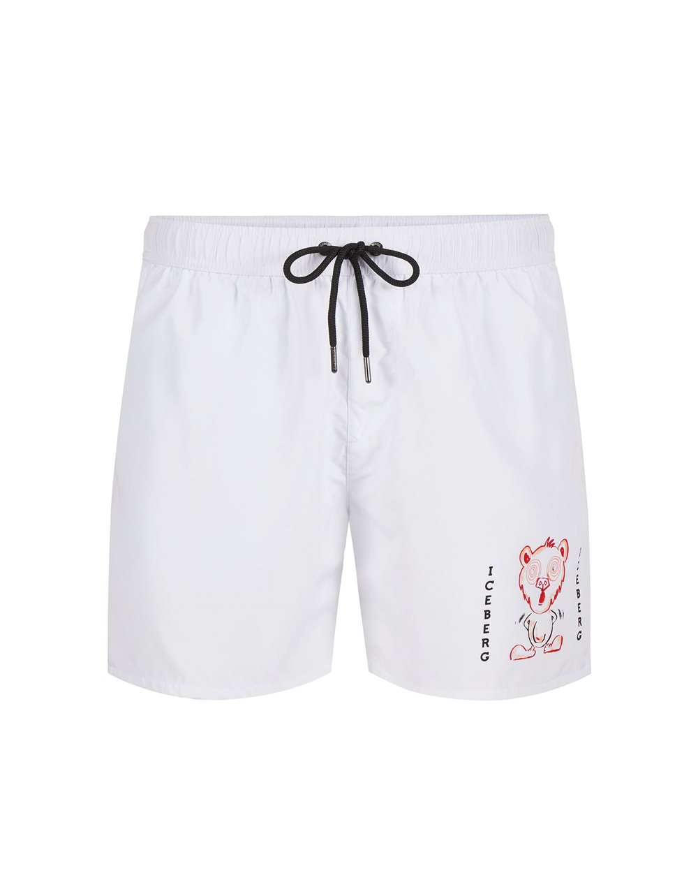 Boxer mare bianco ottico con stampe e coulisse - Beachwear | Iceberg - Official Website