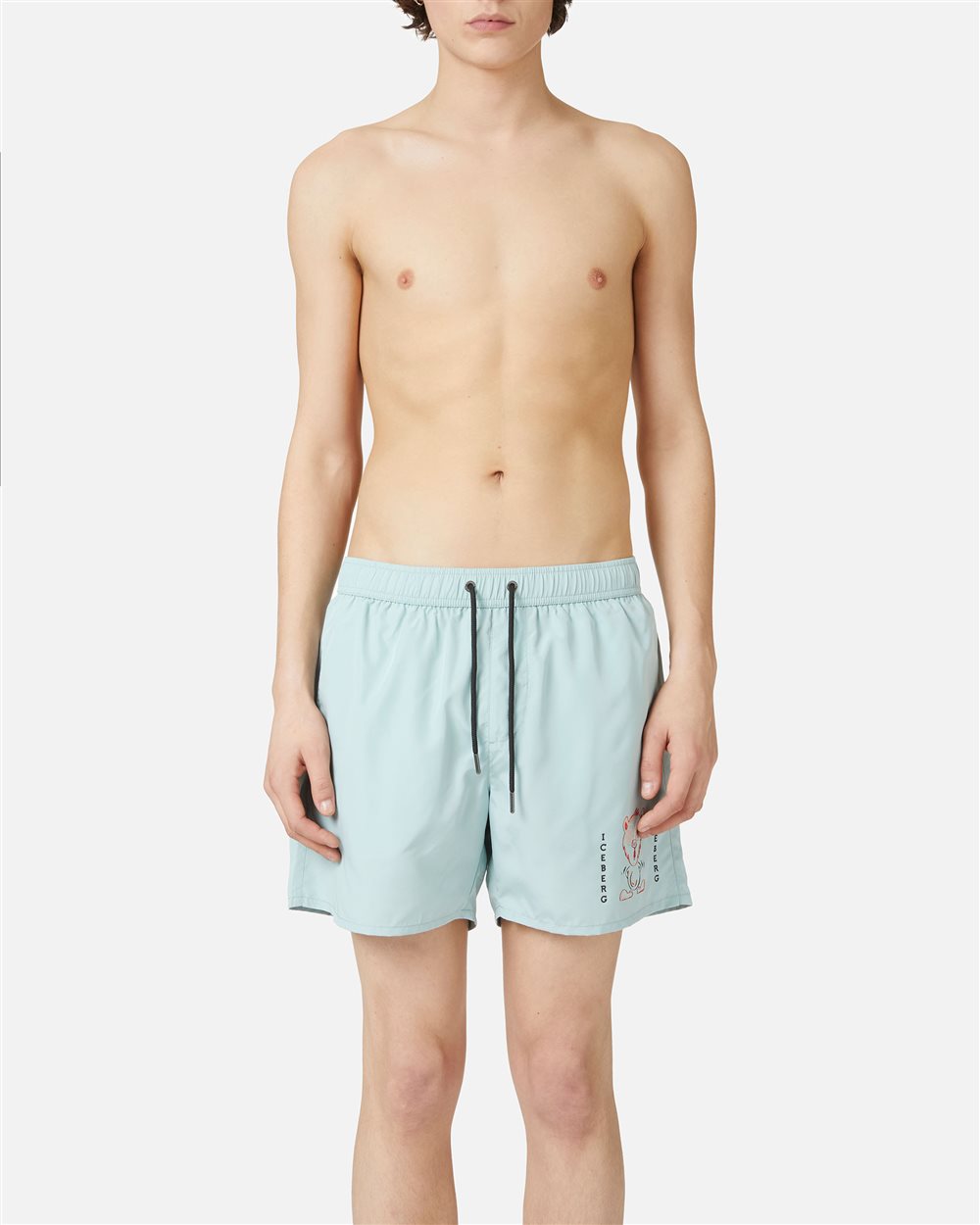 Boxer mare verde salvia con stampe e coulisse - Beachwear | Iceberg - Official Website