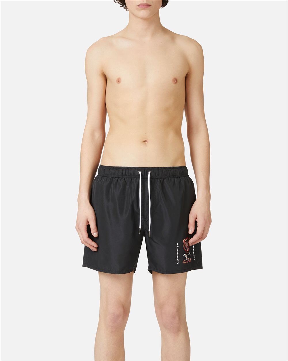 Black swim trunks with prints and drawstring - per abilitare | Iceberg - Official Website