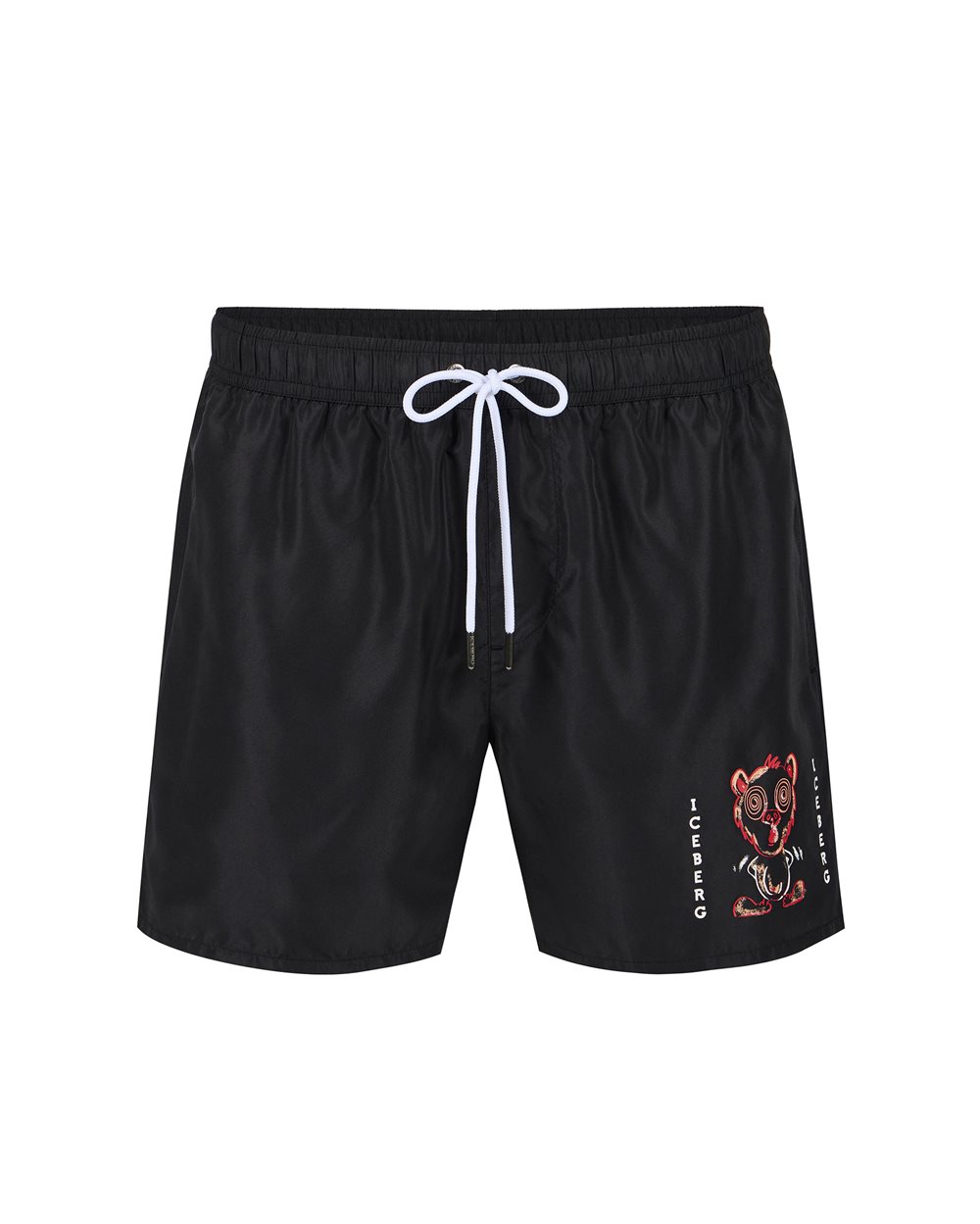 Black swim trunks with prints and drawstring - per abilitare | Iceberg - Official Website