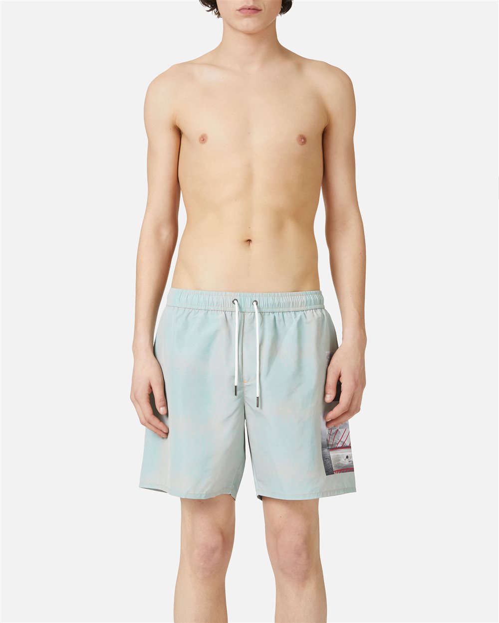 Sage green swim trunks with prints and drawstring - PER FARE LE REGOLE | Iceberg - Official Website