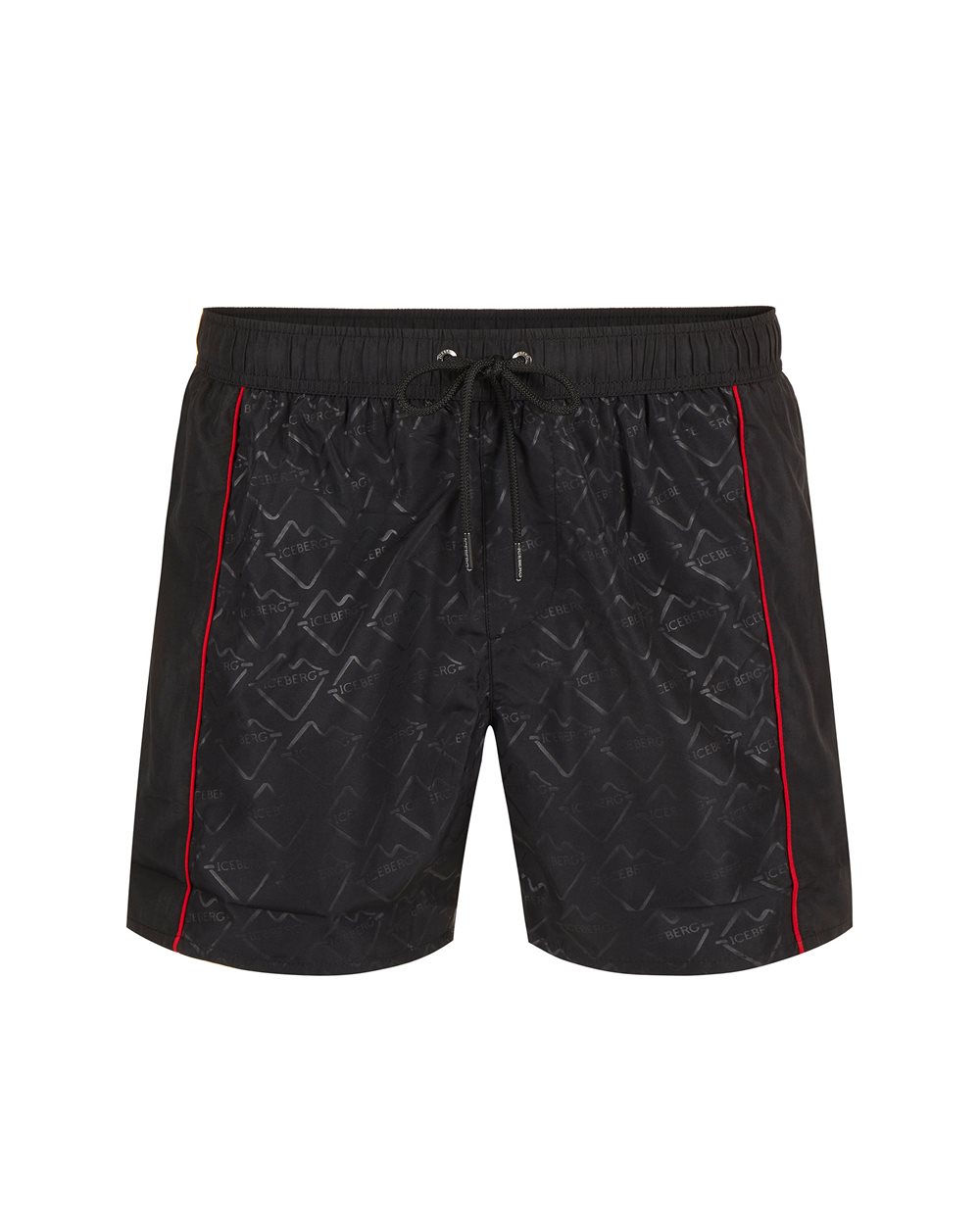 Black swim trunks with tone-on-tone side bands and drawstring - Uomo | Iceberg - Official Website