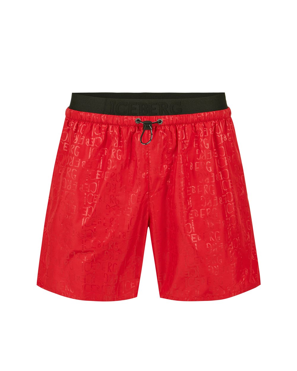 Red swim trunks with elastic and black drawstring and Iceberg logo - Beachwear | Iceberg - Official Website