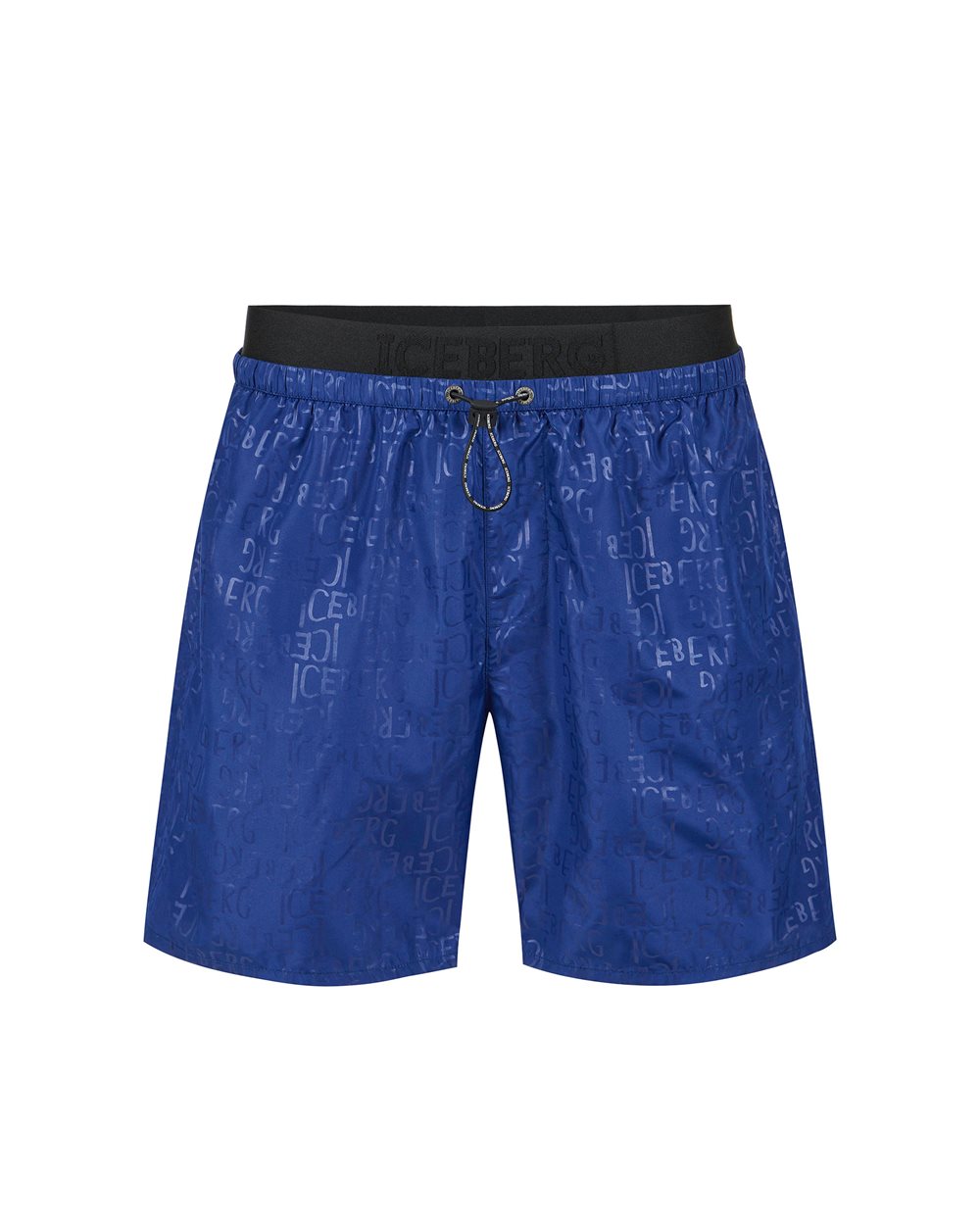 Blue swim trunks with elastic and black drawstring and Iceberg logo - Uomo | Iceberg - Official Website