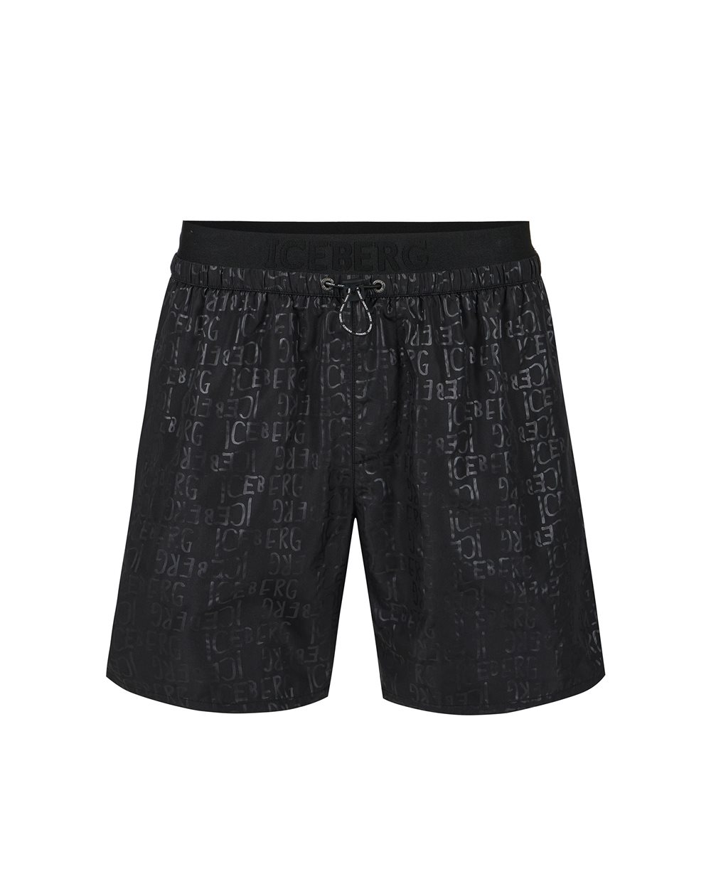 Black boxer shorts with elastic, drawstring and Iceberg logo - Uomo | Iceberg - Official Website