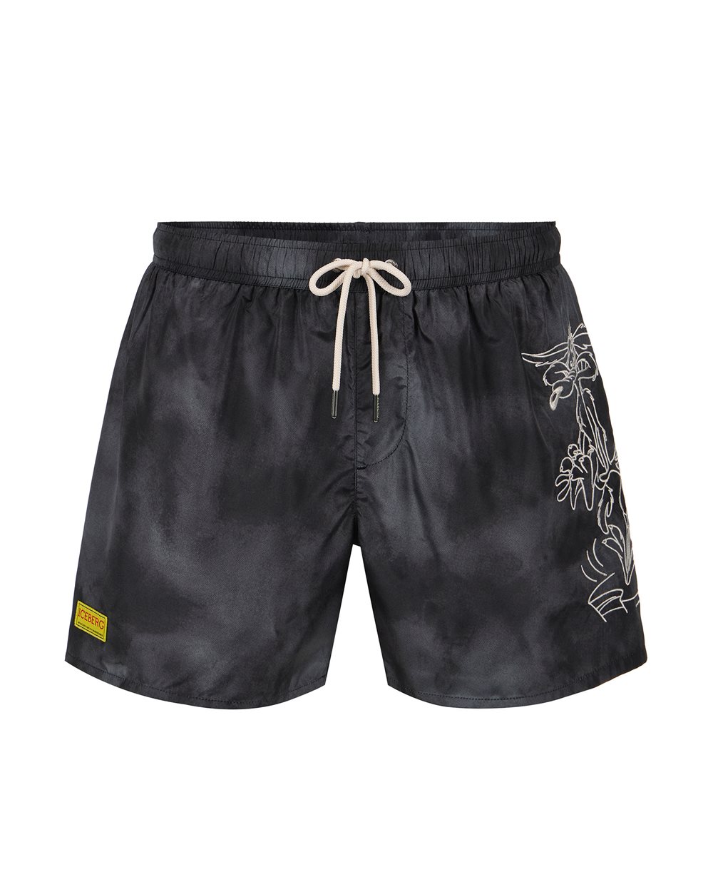 Boxer mare con coulisse color nero con stampa sulla gamba sinistra e logo Iceberg - PER FARE LE REGOLE | Iceberg - Official Website