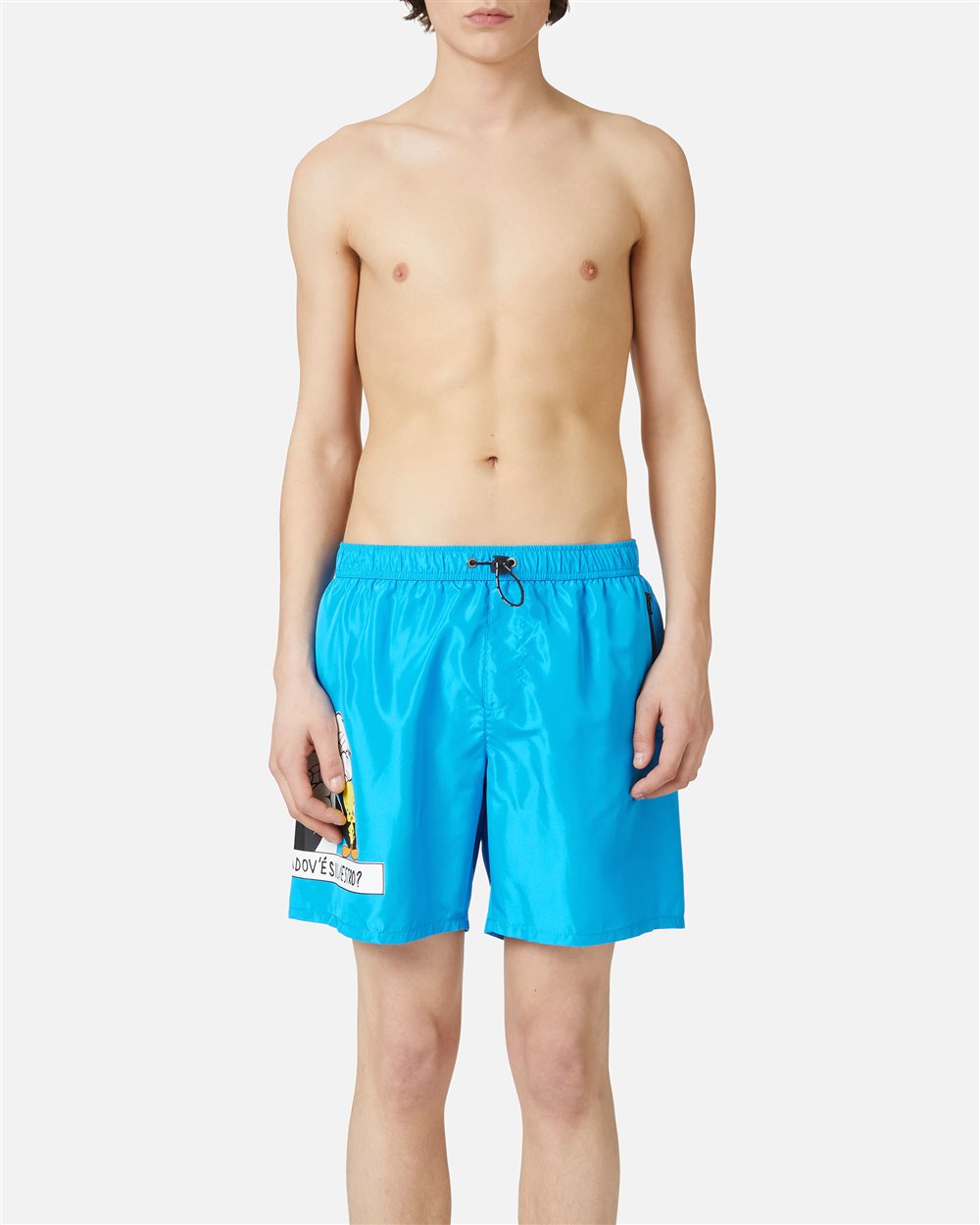 Turquoise swim trunks with drawstring, Iceberg print and logo - per abilitare | Iceberg - Official Website
