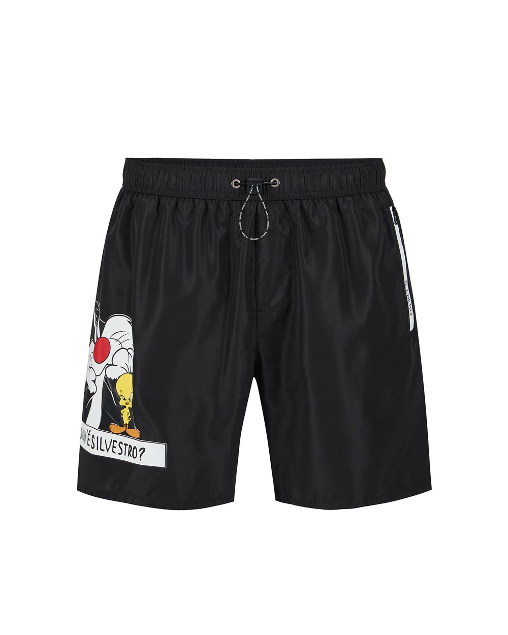 Black swim trunks with drawstring, Iceberg print and logo - Beachwear | Iceberg - Official Website