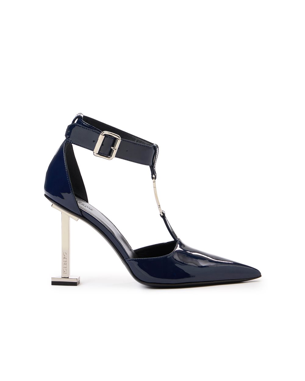 Blue patent leather pointed toe pumps with custom heel - Shoes & sneakers | Iceberg - Official Website