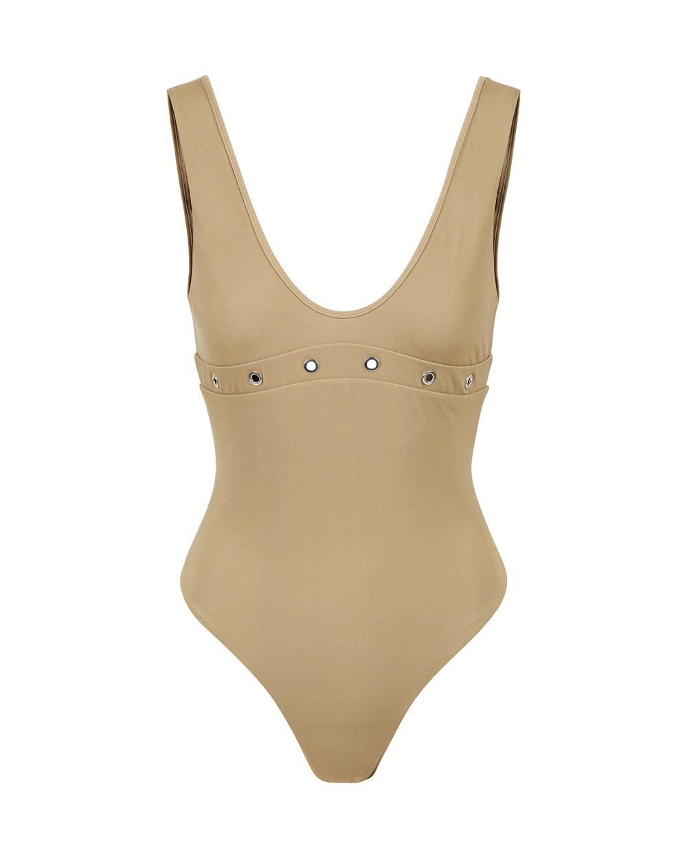 Mud-colored one-piece with metal studs under the bust - per abilitare | Iceberg - Official Website
