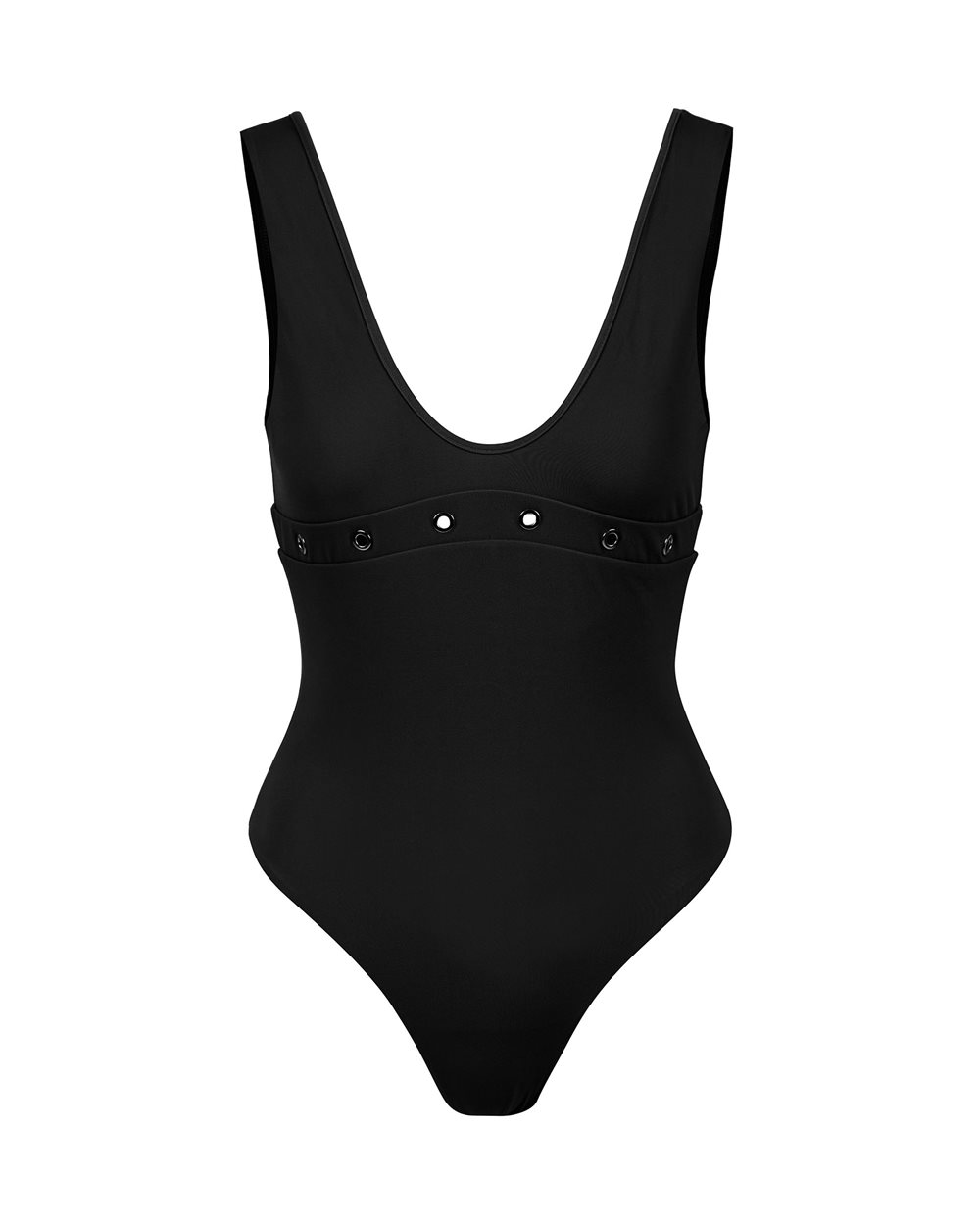 Costume intero nero con borchie in metallo sotto al seno - Beachwear | Iceberg - Official Website