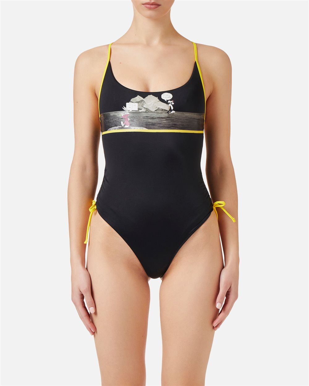 Costume intero nero con illustrazione Warner Bros sul petto - Beachwear | Iceberg - Official Website