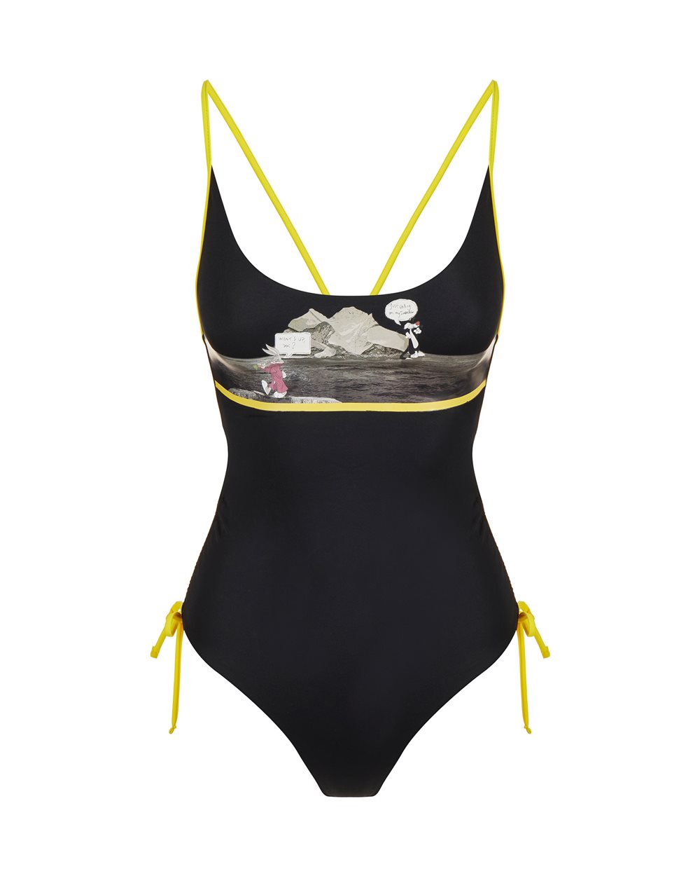 Costume intero nero con illustrazione Warner Bros sul petto - Beachwear | Iceberg - Official Website