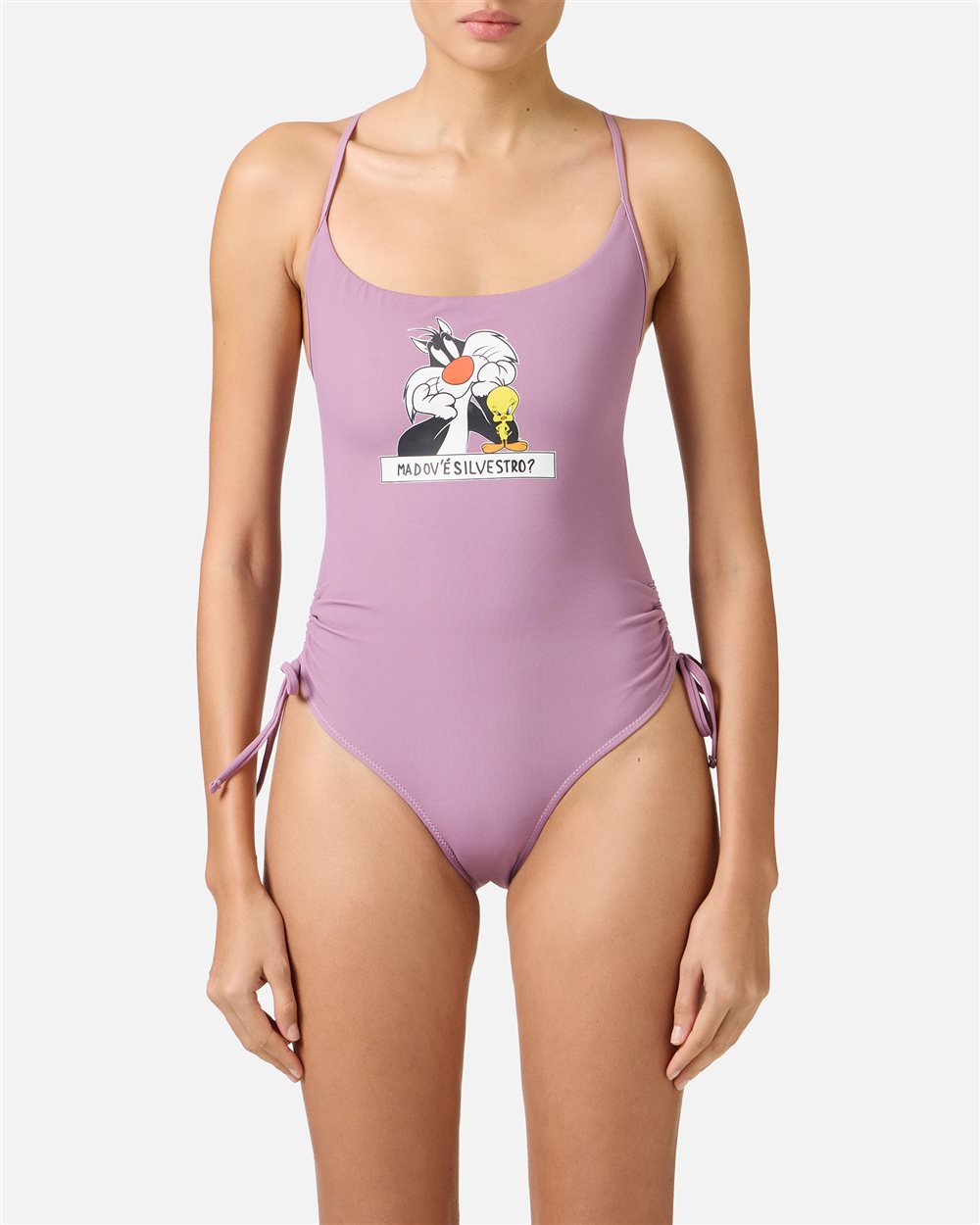 Costume intero viola con stampa Looney Tunes sul petto - Beachwear | Iceberg - Official Website