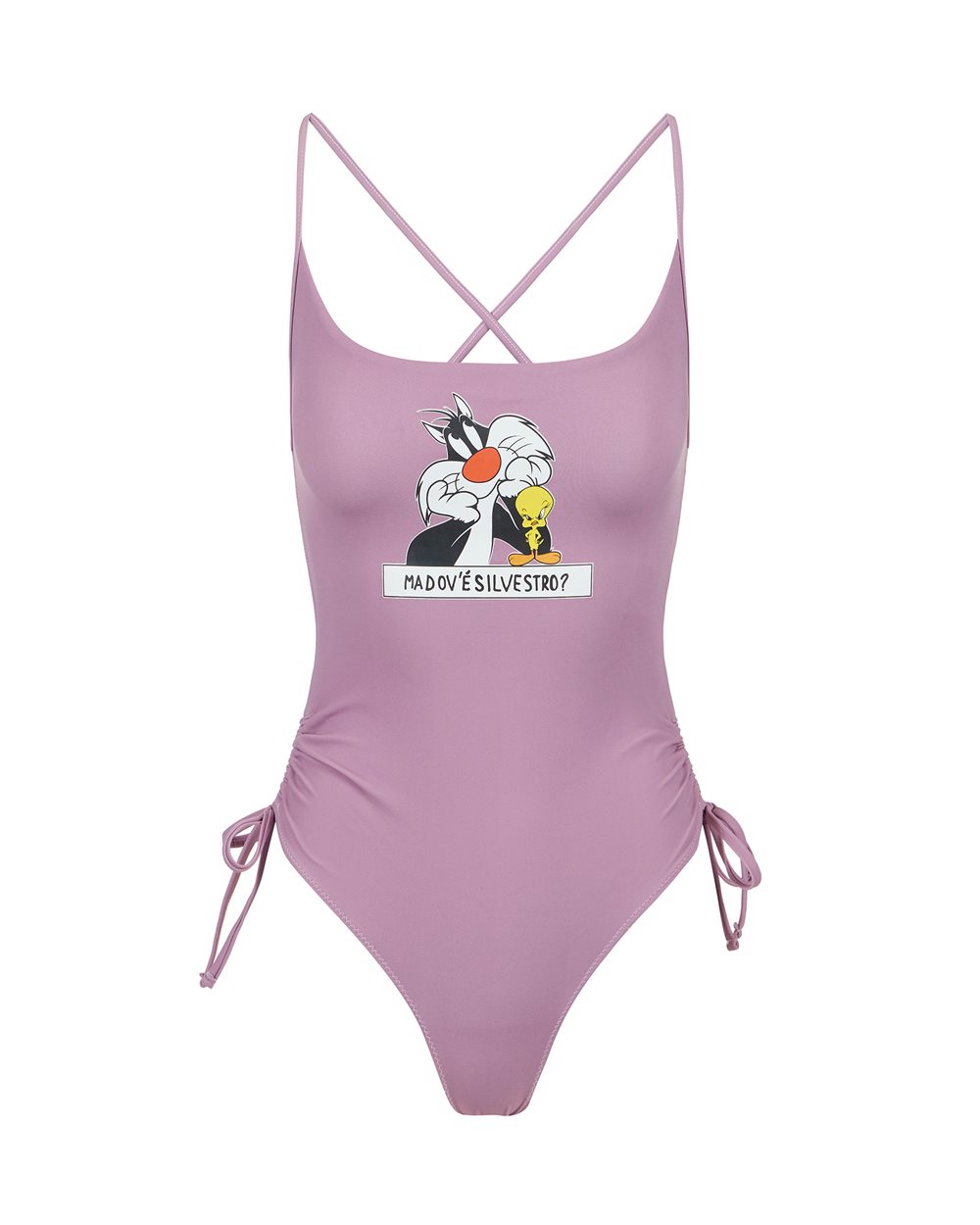 Costume intero viola con stampa Looney Tunes sul petto - Beachwear | Iceberg - Official Website