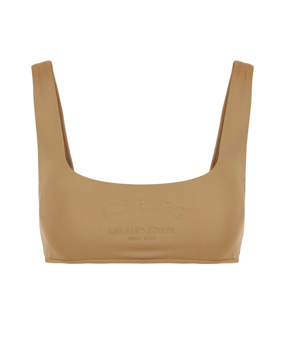 Mud-colored swim top with tone-on-tone Iceberg logo on the front - Beachwear | Iceberg - Official Website