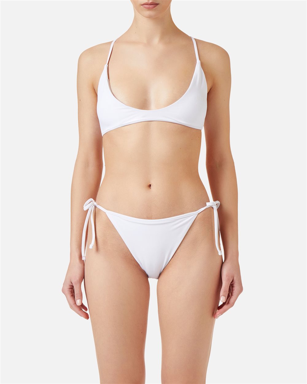Top mare bianco con spalline sottili incrociate sul retro - Beachwear | Iceberg - Official Website