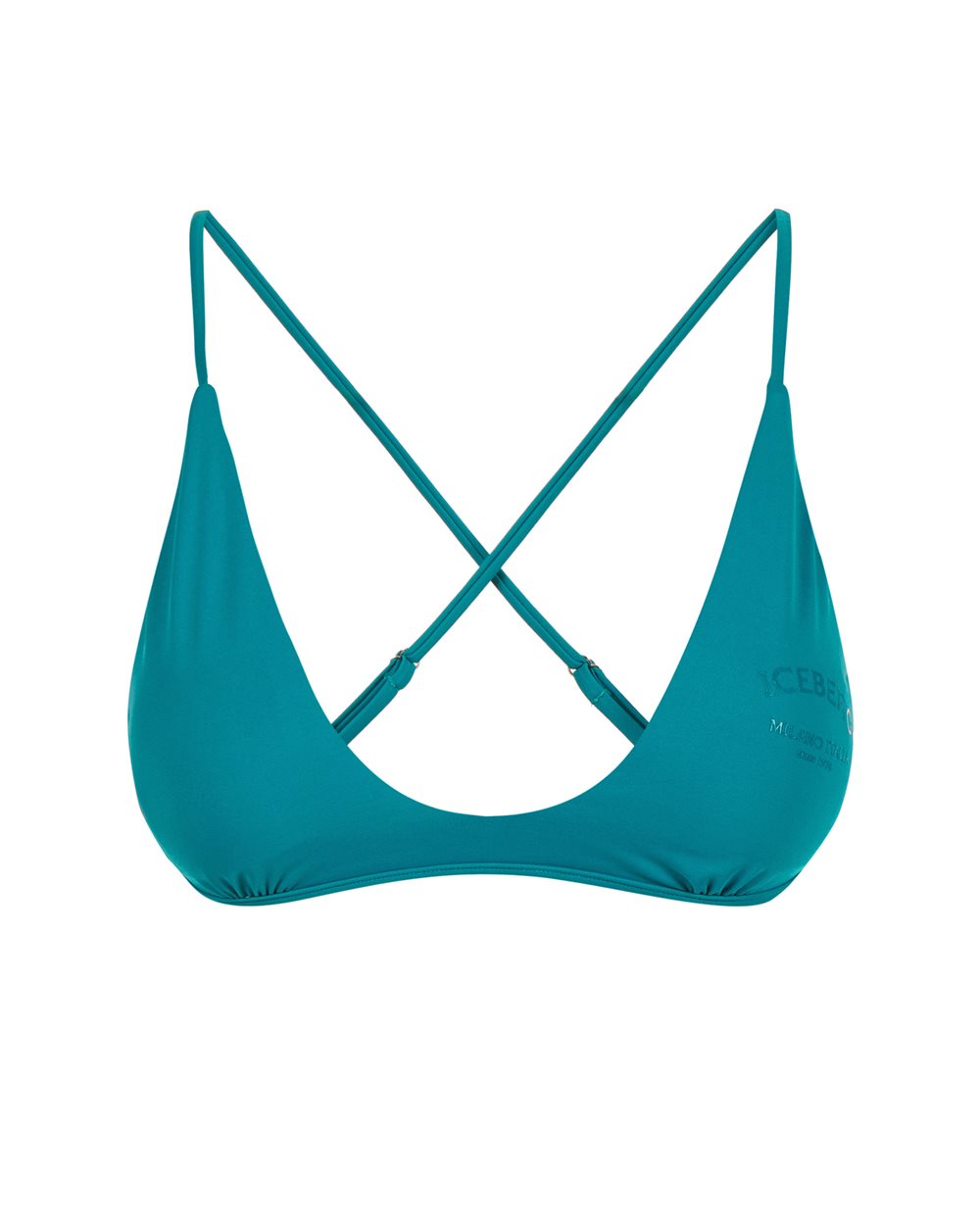 Lake green beach top with thin crossed straps on the back - Beachwear | Iceberg - Official Website