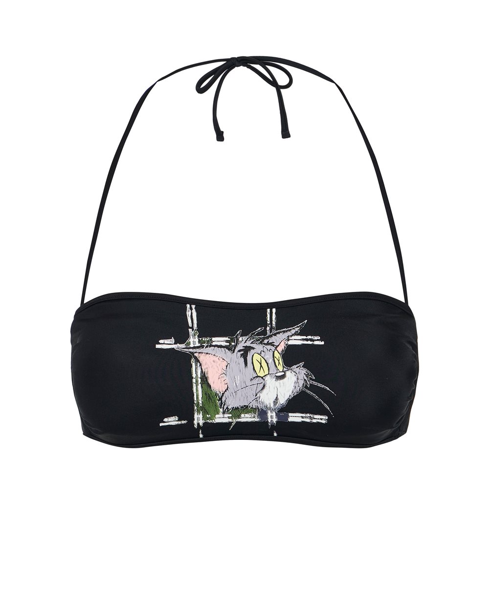 Top nero per costume a fascia con stampa di Tom sul petto - Beachwear | Iceberg - Official Website