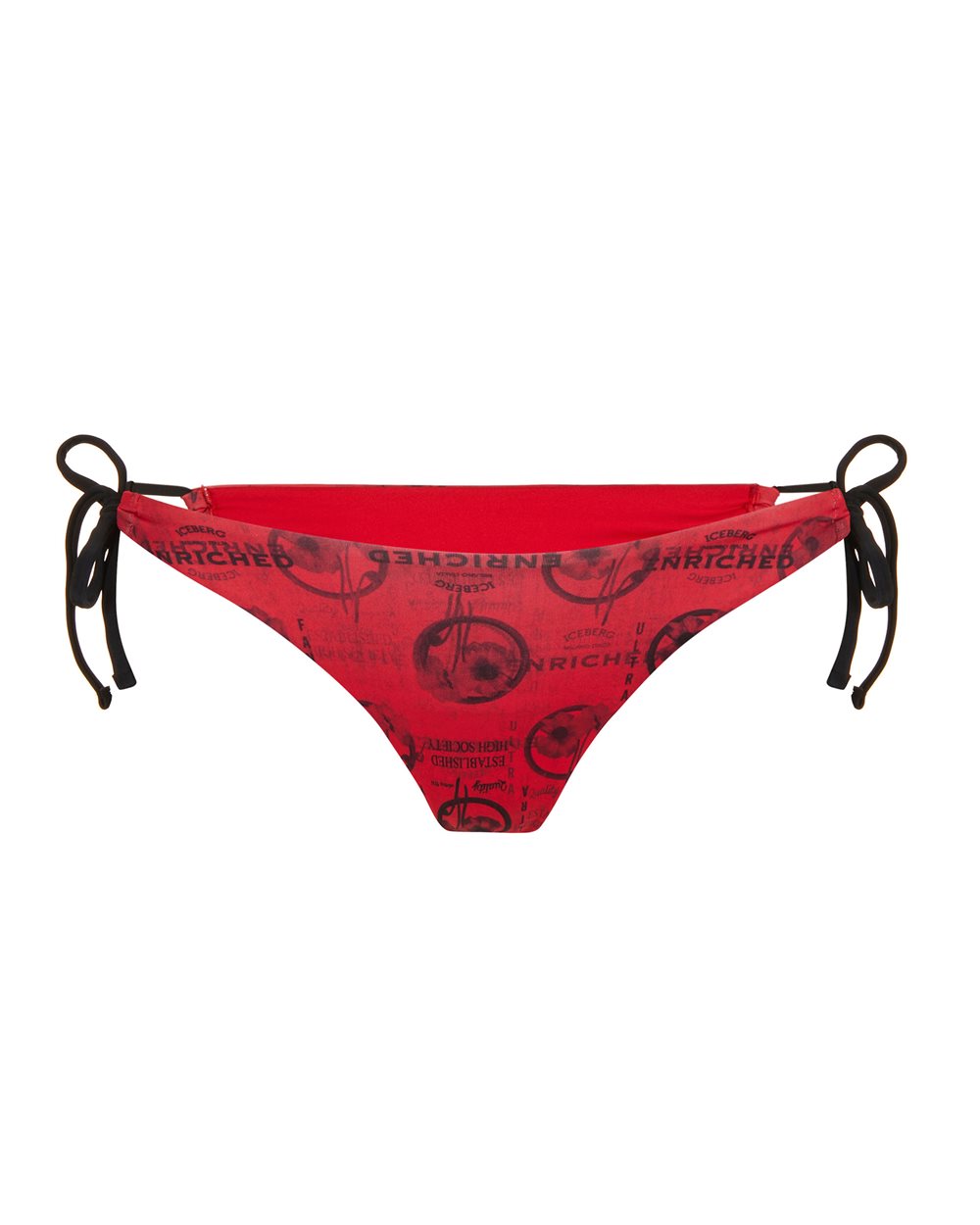 Slip mare rossi con stampe e scritte a contrasto e laccetti regolabili sui fianchi - Beachwear | Iceberg - Official Website